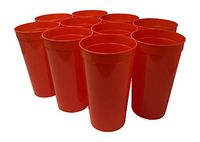 CSBD Stadium 32 oz. Plastic Cups, 10 Pack, Blank Reusable Drink Tumblers for Parties, Events, Marketing, Weddings, DIY Projects or BBQ Picnics, No BPA (Orange)