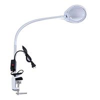 Holulo Long arm Bracket Clip Clipboard Magnifier with a Lamp Magnification Arm Length 80cm w/Desk LED Work Light Magnifying Glass (10X, White)