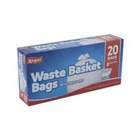 Trash Bags 20 Count - 8 gallons White Kitchen, Case of 24