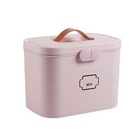 Luonita Empty First Aid Box Case, Lanticy Emergency Medicine Storage Box,2 Layer Plastic Family Medicine Chest Storage Box Household Drug Holder Case Medicine Cabinet for Home, Office (Pink)