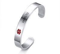 XARELTO Stainless Steel Medical Alert ID Bracelet SOS Cuff Bangle for Women Grils,7.7"