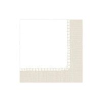Caspari Linen Border Paper Linen Cocktail Napkins in Natural, 15 Per Package