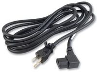 Mains Power Cord, 16 AWG, IEC 60320 C13 Right Angle, NEMA 5-15P, 10 ft, 3 m, Black