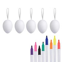 Meidexian888 Easter Eggs,50pcs DIY Plastic White Eggs Decoration 8pcs Color Pens Easter Gifts For Kids