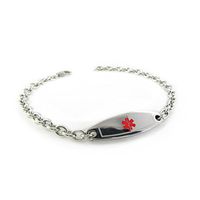 My Identity Doctor - Custom Engraved Medical Alert Bracelet - 316L Steel, Light Weight, Extra Small - Red - Wrist Size 6.25 Inch