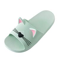 Slippers Men&Women Home Indoors Slippers Cartoon Cat Floor Family Shoes Beach Sandals Non-Slip Bathroom Slippers Green