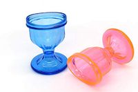 Eyewash Cup Set of 2 Curved Design | Colored Eye Wash Cups for Effective Eye Cleansing | Eye Shaped Rim, Snug Fit Multi Color (Blue- Orange)