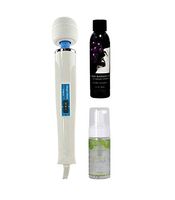 Authentic Original Hitachi Magic Wand - Bundle with Earthly Body Edible Massage Oil 2oz and Toy Cleaner (3 Items) (Grape & Foam Toy Cleaner)