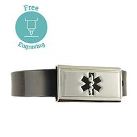 Medical Alert Bracelet | Adjustable up to 6.5" Wrist Size Available | Free Engraving | Medical ID Bracelet - Jelly - Midnight