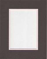 16x20 Chocolate Brown and Pink Double Picture Mat, Bevel Cut for 12x16 Picture or Photo