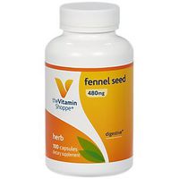 The Vitamin Shoppe Fennel Seed 480MG (Foeniculum Vulgare Seed), Herbal Supplement for Digestive Support Intestinal Health (100 Capsules)