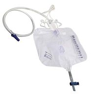 ixaer Urinary Drainage Bag with Anti-Reflux Chamber, 2000 mL Vinyl with 48" Drainage (Pack of 5)