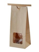 AQUAPAPA 50 Natural Kraft Tin Tie Bags with Window (Large 16 oz)