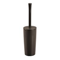 mDesign Slim Compact Plastic Toilet Bowl Brush and Holder for Bathroom Storage - Sturdy, Deep Cleaning - Dark Brown