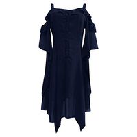 Women's Gothic Dress,Ladies Chiffon Long Sleeve Cold Shoulder Ruffle Plus Size Costumes Dress