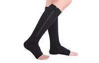 Mxinran Zip Sox Socks,NEW Open Toe Knee Length Zipper Up Compression Hosiery Calf Leg Support Stocking for Varicose Veins, Edema, Swollen or Sore Legs,1Pack (L/XL, Black)