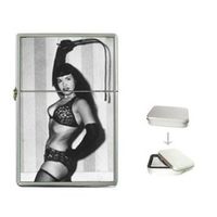 New Product BETTIE PAGE WITH A WHIP Flip Top Cigarette Lighter + free Case Box