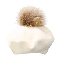 Theoylos Womens Winter Berets Warm Pompom Knit Hat Ladies Fashion Plush Skull Cap Fashion Party Hat White