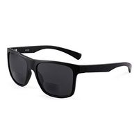 JM Bifocal Sunglasses for Men Women Vintage Square Reading Glasses Black Frame Grey Lens +2.5