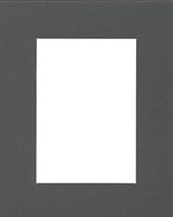 Pack of (5) 11x14 Acid Free White Core Picture Mats Cut for 8x10 Pictures in Slate Grey