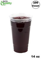 Clear Plastic Disposable Cups | 14 oz Cups, 100 Pack | Crystal Clear PET Cup | Cold Smoothie | Iced Coffee Go Cups | Ideal for Coffee, Parfait, Juice, Soda, Cocktail, Party Cups (14oz, 100 Count)