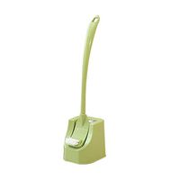 Yamalans Plastic Long Handle Toilet Brush,Bathroom Side Curved Clean Brushes Tool with Base for Corner Bending Deep Cleaning Brush Dust Window Gap Cleaning Tool Green