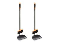 Casabella Easy to Use Stationary Upright Sweep Set in Graphite/Orange (2 Pack) Made in USA