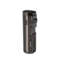PIPITA Windproof Torch Cigar Lighter, Triple 3 Jet Red Flame Refillable Butane Lighter with Punch