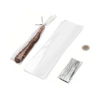 LSP - 125 Pack of 11" x 3" Clear Cellophane Treat Party Favour Bag - Cello gift Bag for Candy Pretzel Chocolate, Cake Pops, Biscotti - Complete with 125 Silver Twist Ties