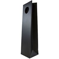 JAM PAPER Heavy Duty Die Cut Single Bottle Wine Bags with Round Handle - 4 1/2 x 3 1/5 x 15 1/2 - Black - Sold Individually