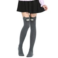 Baost Cute Cartoon Animal Pattern Tight Over Knee High Socks Soft Winter Warm Knee High Thigh Stockings Cotton Long Socks Leg Warmers for Women Girls Dark Grey