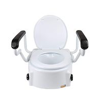 Raised Toilet Seat with Arms, Adjustable Height Toilet Safety Rail Frame, Anti-Slip Removable Padded Handles, for Assist Elderly Disabled Seat Support