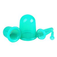 Artibetter 4PCS Silicone Cupping Massage Set Body Facial Vacuum Therapy Cupping Cups kit (Green)