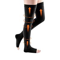 Thigh High Compression Stockings 20-30mmHg for Women and Men, Graduated Compression Stockings, Opaque Absolute Support Compression Hose, Open Toe (Black, XL)