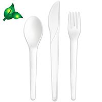 300 Biodegradable Cutlery Utensil Tableware, 100 Compostable Forks, Knives and Spoons, Made from PLA Eco Friendly Disposable Flatware Plantware