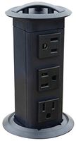 Power Pop-Up Station, three outlets, plastic, black