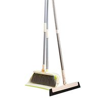Broom and Dustpan With Long Handle Telescopic Up Windproof Soft Brush Extra Long Handle Broom Set Stainless Steel Rod Non-stick Hair Broom And Dustpan Used For Lobby Floor Home Kitchen Garden Schools