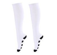 Compression Socks - PREMIUM Design for Men and Women Everyday Use Running Pregnancy Flight & Travel Nursing Best Athletic Fit - Boost Stamina Circulation & Recovery (White/BlackStripes, Large/X-Large)