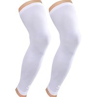 Kuangmi Leg Compression Sleeve Breathable UV Sun Protection Basketball,Running,Cycling,Pain Relief,Shin Splints (General White (Pair), X-Large)