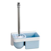 BERKET Bretoes Compact Wall-Mounted Toilet Brush Holder Bathroom Brush with Plating Stainless Steel Handle (Blue)