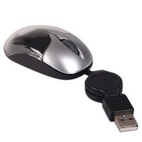 3-Button Mini USB Optical Scroll Mouse w/Retractable Cord