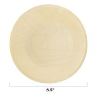 BambooMN Brand - 8.5" Dia Disposable Wood Round Plates, 25 Pieces