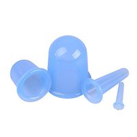 Artibetter 4PCS Silicone Cupping Massage Set Body Facial Vacuum Therapy Cupping Cups kit (Blue)
