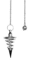 Silver Metal Spiral Pendulum with Satin Bag and Instruction Leaflet for Divination / Dowsing Tool