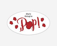 42ct, Going to Pop Stickers, Baby Shower Popcorn Stickers, 2.5 inches (368-3-RD-OV)