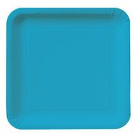 Creative Converting Touch of Color 18 Count Square Paper Dinner Plates, Turquoise