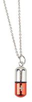 Pill Fob Necklace with 25" Chain - Indiscreetly Keep Emergency Medication Airtight and Dry (Silver/Red)