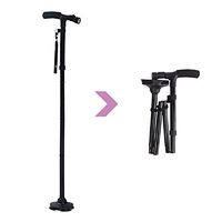 Lolicute Folding Walking Cane,LED Light Folding Safety Walking Stick 4 Head Pivoting Trusty Base Mobility Aid Collapsible Blind Cane For Arthritis/Seniors/Disabled/Elder Men & Women-USA Shipping