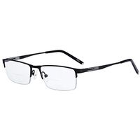 Jcerki Black Half Frame Business Bifocals Reading Glasses 1.00 Men Women Fashion Light Bifocals Reading Eyeglasses