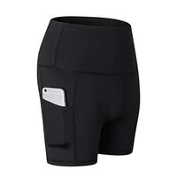ZEFOTIMWomen's High Waist Yoga Short Abdomen Control Training Running Yoga Pants(Black,Small)